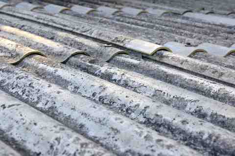 Close up of asbestos roofing that requires specialist removal