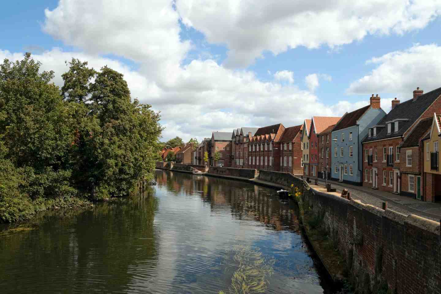 Properties along the River Wensum, as it runs through the city of Norwich